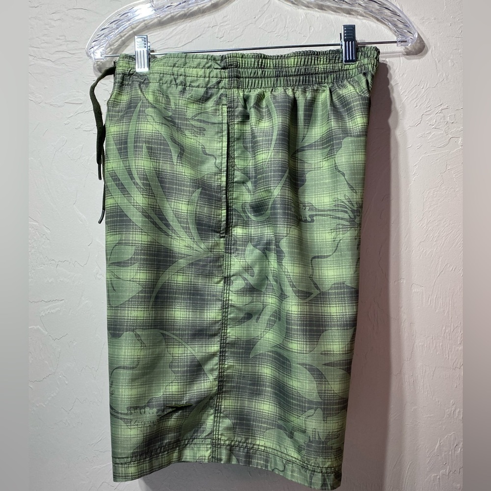Speedo Mens Swim Trunks Sz M Green Gray Tropical Mesh Lining